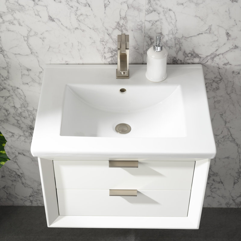 Everly Quinn Draven 24'' Wall Mounted Single Bathroom Vanity with